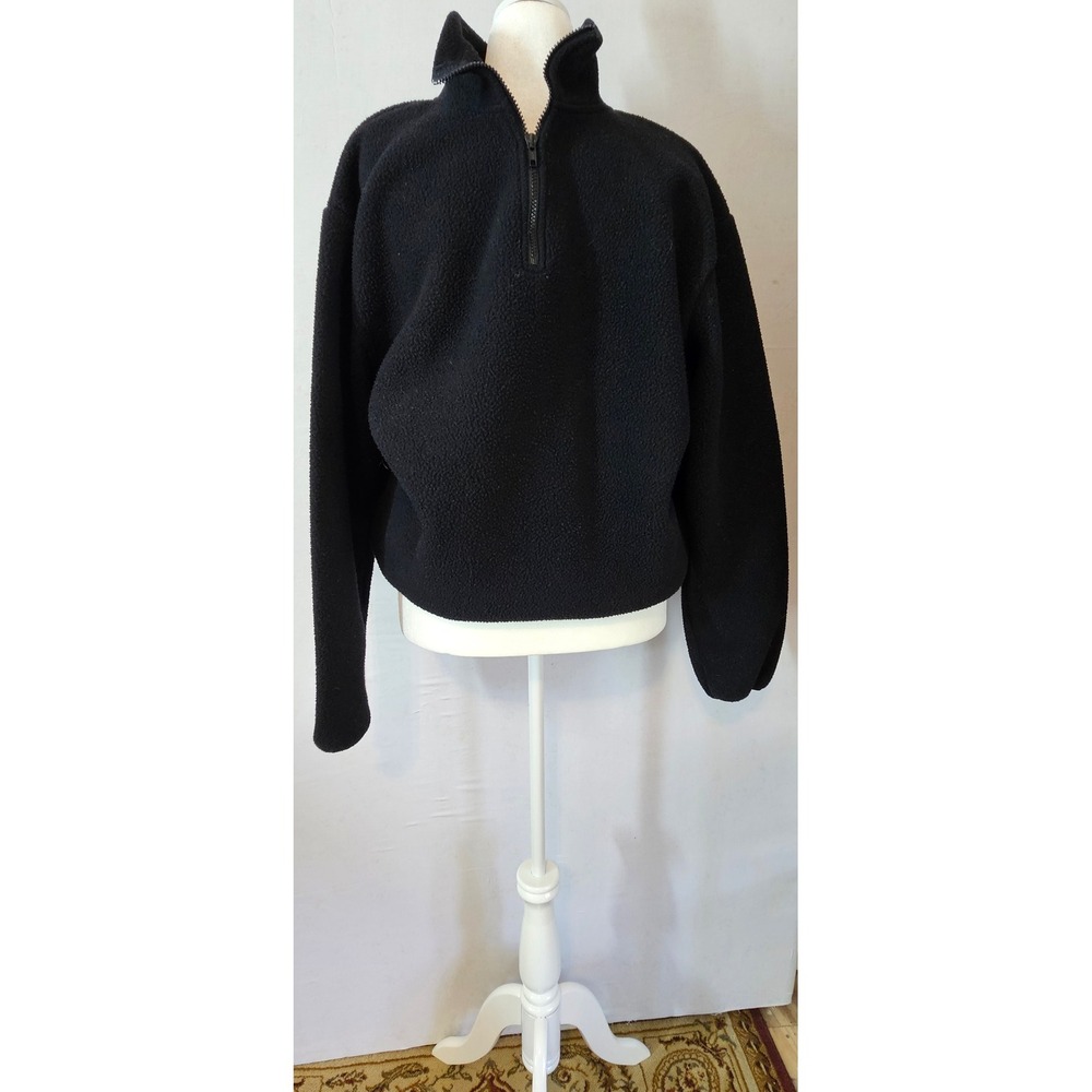 VTG. Timberline Colorado Mens Large Black Fleece Half Zip Pullover Made in USA